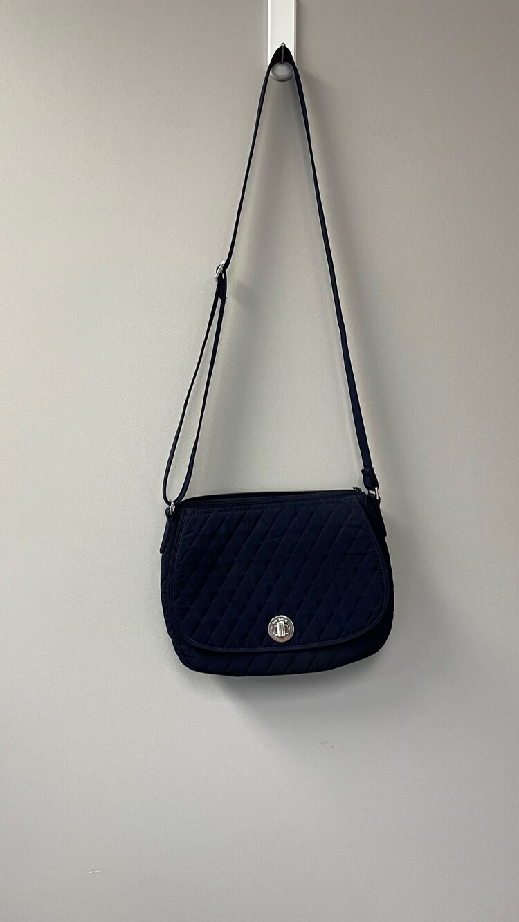 Vera Bradley Quilted Navy Crossbody Bag with Turn-Lock Closure